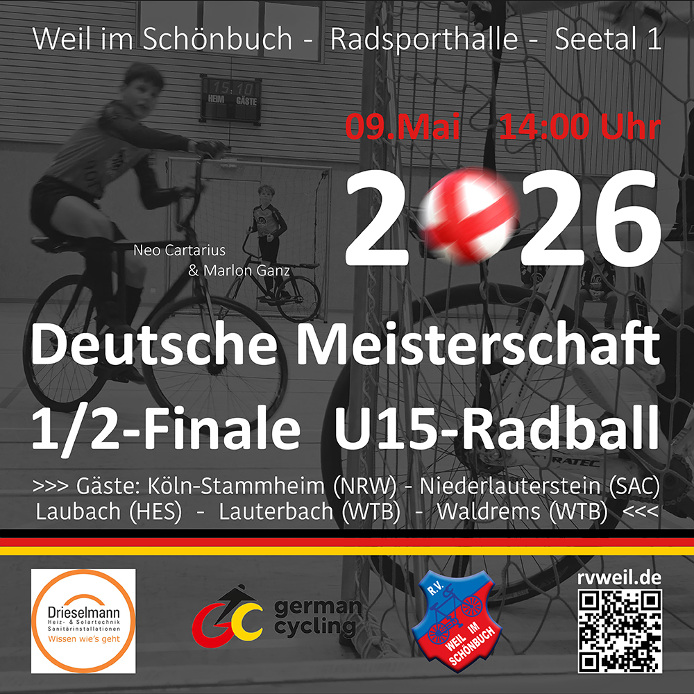 Vorankündigung: Halbfinale Deutsche Meisterschaft U15-Radball am 09.Mai in Weil im Schönbuch